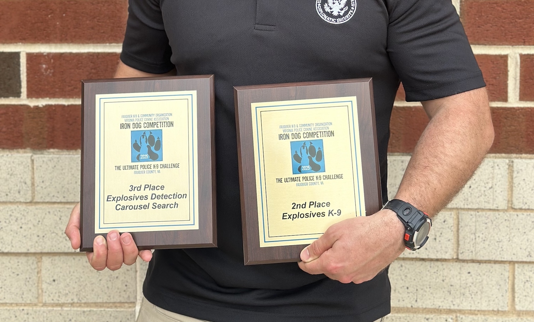K-9 Officer James “Rusty” McIntosh II and K-9 Argo Shine at 2025 Iron Dog Competition